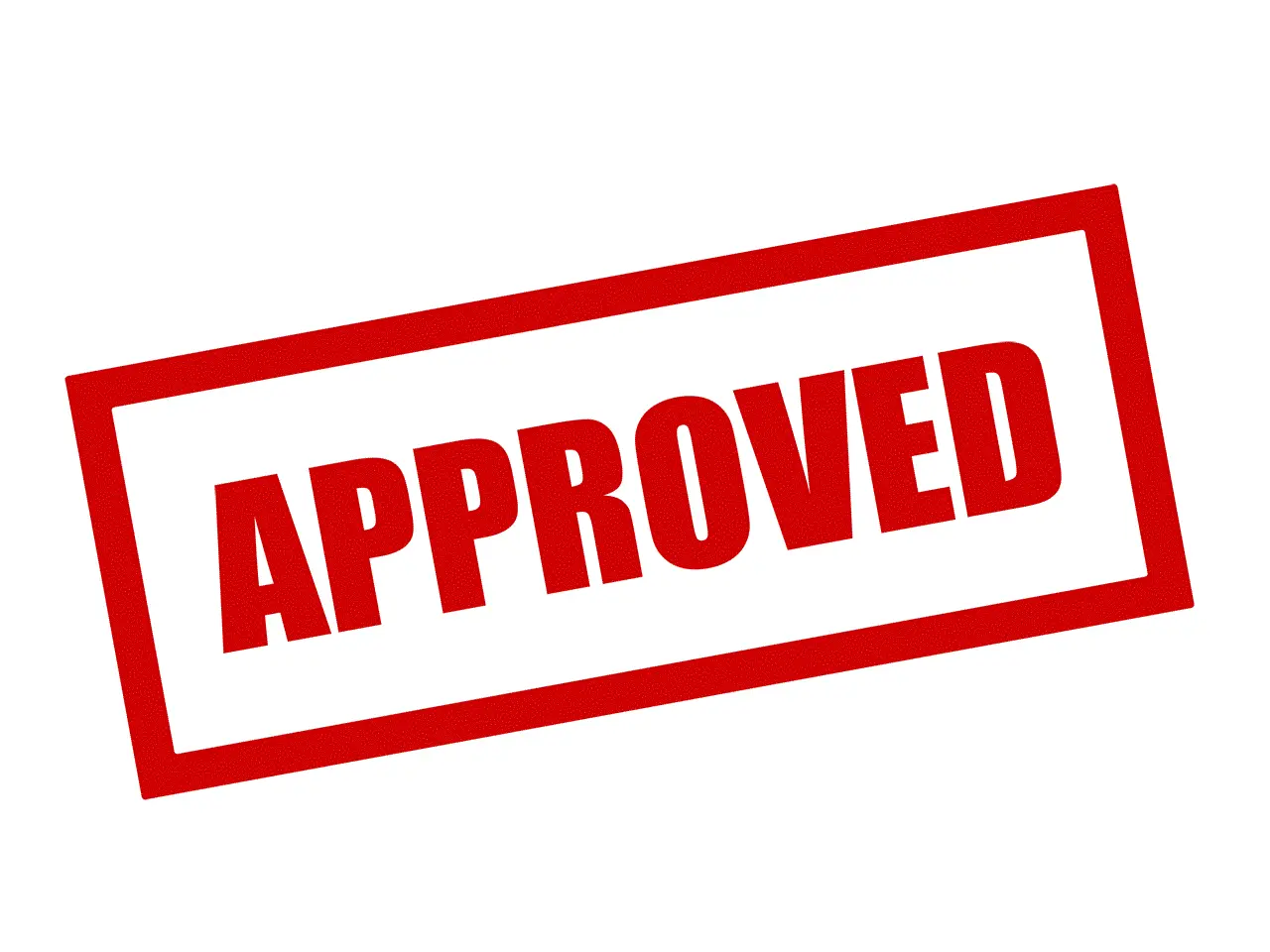 A red "APPROVED" rubber stamp graphic.